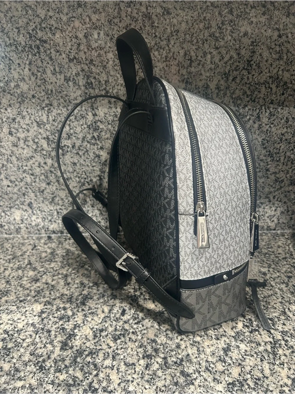 Michael Kors Black and Gray Signature Mini Backpack